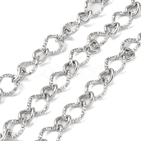 Tarnish Resistant 304 Stainless Steel Textured Twist Oval Link Chains CHS-G027-05P-1