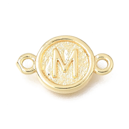 Brass Disc with Initial Links Connector Charms KK-E802-36G-M-1