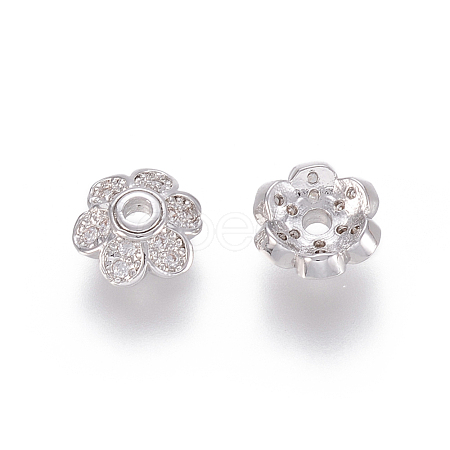 Brass Micro Pave Cubic Zirconia Fancy Bead Caps ZIRC-K080-05P-1
