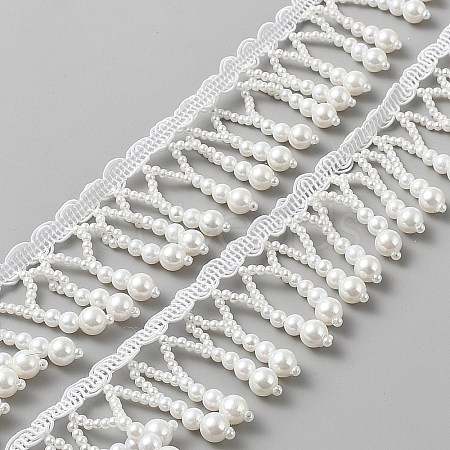 Plastic and Polyester Beaded Trim OCOR-WH0082-501-1