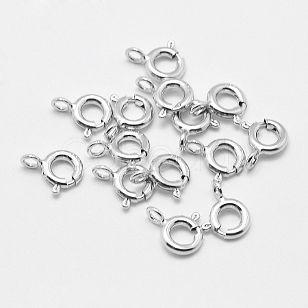 Anti-Tarnish Rhodium Plated 925 Sterling Silver Spring Ring Clasps LS-STER-K167-076B-P-1