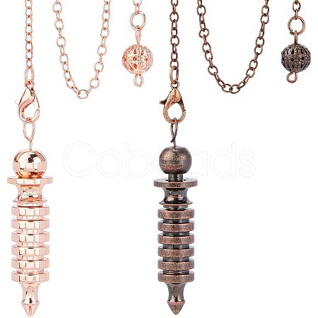 2Pcs 2 Colors Brass Coil Dowsing Pendulums KK-NB0002-80-1