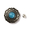 Alloy Decorative Rivets, with Synthetic Turquoise, DIY Accessaries, Flat Round with Flower, Sky Blue, 25x11mm, Hole: 2.5mm