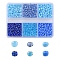 936Pcs 6 Style Glass Seed Round Beads, Opaque & Transparent & Silver Lined Colors, Small Craft Beads for DIY Jewelry Making, Blue, 3~4x2~3mm, Hole: 0.8~1mm, about 156Pcs/style