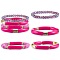 4Pcs 4 Style Acrylic Chunky Curved Tube Stretch Bracelet Sets, Polymer Clay & Glass Beads Stackable Bracelets for Women, Deep Pink, Inner Diameter: 2-1/8 inch(5.3cm), 1Pc/style