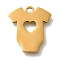 201 Stainless Steel Pendants, Clothes with Heart Charms, Golden, 13.5x12.5x1mm, Hole: 1.4mm