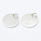 925 Sterling Silver Pendants, Flat Round Charms, with 925 Stamp, Silver, 12x0.6mm, Hole: 3mm