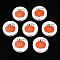 Autumn Theme Printed Natural Wood Beads, Flat Round with Pumpkin Pattern, Orange Red, 19~20x5.9mm, Hole: 2~2.2mm