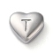 Non-Tarnish 201 Stainless Steel Beads, Stainless Steel Color, Heart, Letter T, 7x8x3.5mm, Hole: 1.5mm