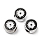 CCB Plastic European Beads, Large Hole Beads, Flat Round with Evil Eye, Black, 12x11.5x7.5mm, Hole: 4.8mm