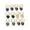 Cubic Zirconia Heart Padlock Dangle Hoop Earrings, Real 18K Gold Plated Brass Jewelry for Women, Cadmium Free & Lead Free, Mixed Color, 30mm, Pin: 1mm