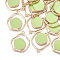 Alloy Enamel Pendants, Light Gold, Lime, 28x24x2mm, Hole: 1.6mm