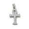 Ion Plating(IP) 304 Stainless Steel Micro Pave Cubic Zirconia Pendants, Cross Charms, Stainless Steel Color, 17x10x2mm, Hole: 4x2.5mm