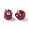 Halloween Opaque Resin Beads, with Golden Tone Alloy Horns, Single-Eye Monster, Dark Red, 13x10.5x12mm, Hole: 1.8mm