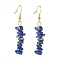 Natural Lapis Lazuli Chip Beaded Dangle Earrings, Gemstone Drop Earrings for Women, Brass Jewelry, Golden, 50~54x7~11.5x5~8mm, Pin: 0.7mm