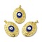 Rack Plating Brass Pendants, with Enamel, Long-Lasting Plated, Lead Free & Cadmium Free, Real 18K Gold Plated, Oval with Evil Eyes, Dark Blue, 50.5x35x9.5mm, Hole: 6x3mm