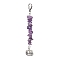 Halloween Pumpkin Alloy Pendant Decorations, Natural Amethyst Chip & Lobster Claw Clasps Charm for Bag Ornaments, 92mm