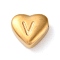 201 Stainless Steel Beads, Golden, Heart, Letter V, 7x8x3.5mm, Hole: 1.5mm