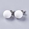 Shell Pearl Ball Stud Earrings EJEW-I209-05-10mm-1