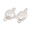 Natural Freshwater Pearl Keshi Pearl Flat Round Connector Charms STAS-D378-19P-2