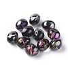 Half Plated Crystal Glass Oval Beads X-EGLA-F027-C01-1