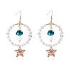 Glass Beaded Big Circle Dangle Earrings EJEW-SW00015-03-1