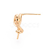 Brass Micro Pave Clear Cubic Zirconia Earring Findings KK-T062-232G-NF-4