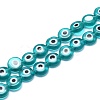 Handmade Evil Eye Lampwork Flat Round Bead Strands LAMP-L058-8mm-11-1