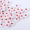 Opaque Acrylic Heart Letter Beads X-SACR-Q126-07B-1