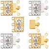 6 Sets 2 Colors 3-Strand 6-Hole Brass Filigree Box Clasps KK-SC0002-98-1