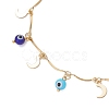 Handmade Evil Eye Lampwork & Stainless Steel Moon Tassel 304 Stainless Steel Curved Bar Link Chain Anklets for Women AJEW-AN00742-01-4