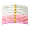 Pink Color Palette Glass Seed Beaded Stretch Bracelet Sets BJEW-MZ00102-1