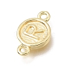 Brass Disc with Initial Links Connector Charms KK-E802-36G-R-2