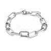 Tarnish Resistant 304 Stainless Steel Paperclip Chain Bracelets BJEW-F412-02P-1