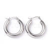 Non-Tarnish 304 Stainless Steel Chunky Hoop Earrings for Women Hand Polished EJEW-G298-09P-1