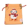 Christmas Theme Rectangle Cloth Bags with Jute Cord ABAG-P008-01D-1