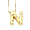 Brass & Plastic Pearl Letter Pendant Box Chain Necklaces for Women NJEW-U017-01G-14-1