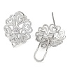 Flower Brass Micro Pave Cubic Zirconia Stud Earrings Finding KK-E083-19P-2