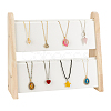 2-Layer Bamboo Slant Back Necklace Organizer Display Stands NDIS-WH0010-31-1