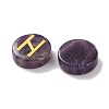 Brass Elder Futhark Alphabet Engraved Symbol Flat Round Natural Amethyst Rune Stones G-I373-01M-2