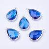 Silver Color Plated Brass Glass Teardrop Pendants GLAA-M006-A-21S-1