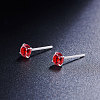 Rhodium Plated 925 Sterling Silver Four Pronged Ear Studs JE420C-01-3