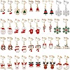 20Pairs 20 Styles Christmas Tree & Bell & Deer & Snowman Enamel Dangle Clip-on Earrings EJEW-AN0003-39-1