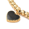 PVD Vacuum Plating 304 Stainless Steel Heart Charm Bracelet with Enamel BJEW-B057-08G-2