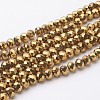 Electroplate Glass Beads Strands X-GR7X10MMY-G-1