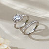 1 Set Zinc Alloy Glass Finger Rings Sets for Women RJEW-LP0001-25-3