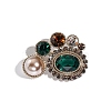 Oval Alloy Colorful Rhinestone Brooches for Backpack Clothes PW-WGDD76F-01-2