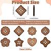 100Pcs 8 Styles 4-Hole Wood Buttons BUTT-FS0001-01B-3