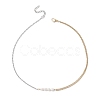 Natural Cultured Freshwater Pearl Rice Beaded Pendant 304 Stainless Steel Cable Chain Double Layer Necklaces NJEW-JN05681-4