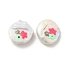 Flat Round Enamel Natural Cultured Freshwater Pearl Beads BSHE-G028-01A-2
